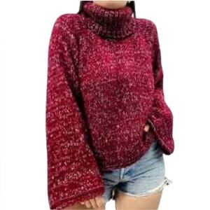 Urban Outfitters Chunky Oversized Turtleneck Sweater. Red Pink Size S #976